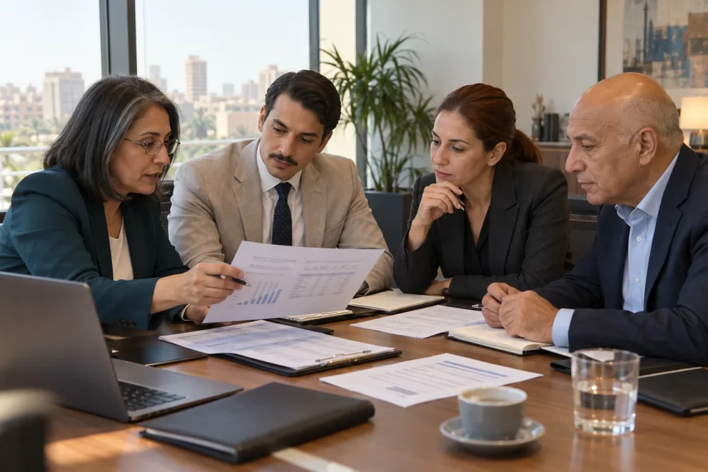صورة توضيحية لاجتماع استشاري بمكتب الاستشارات